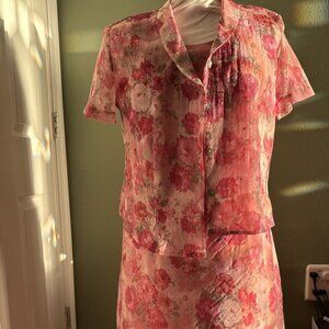 Vintage Karin Steven’s Dress With Sheer “blazer” 80s Dress Tea Party Cottagecore